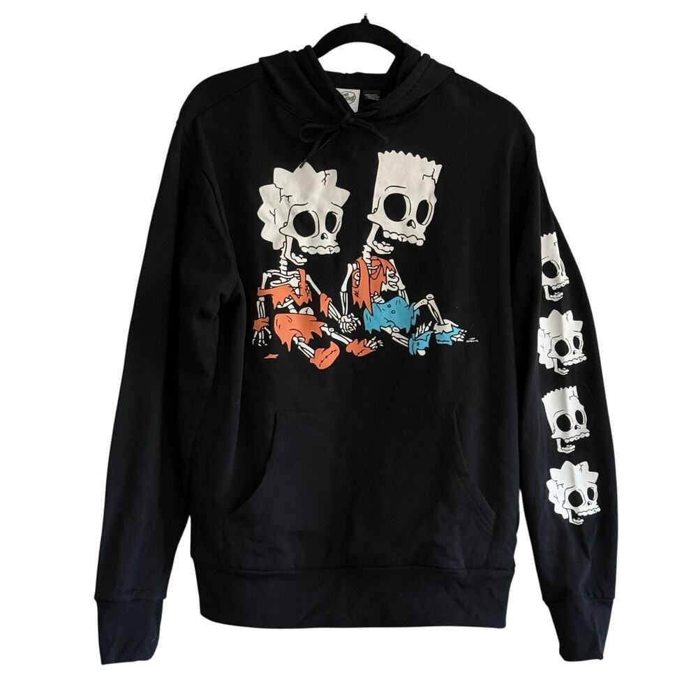 The Simpsons Bart Lisa Skeleton Hoodie Black Halloween Spooky Women's Small NWOT